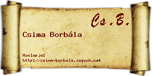 Csima Borbála névjegykártya